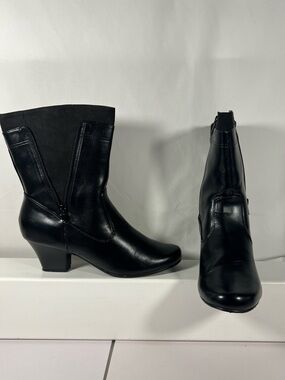 Comfortview Black Zip Ankle Boots Low Heel Size 9M
